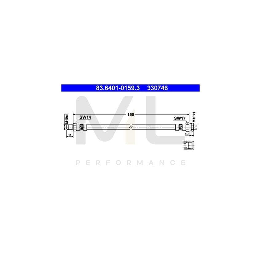 ATE 83.6401-0159.3 Brake Hose 160mm, M10x1 | ML Performance Car Parts