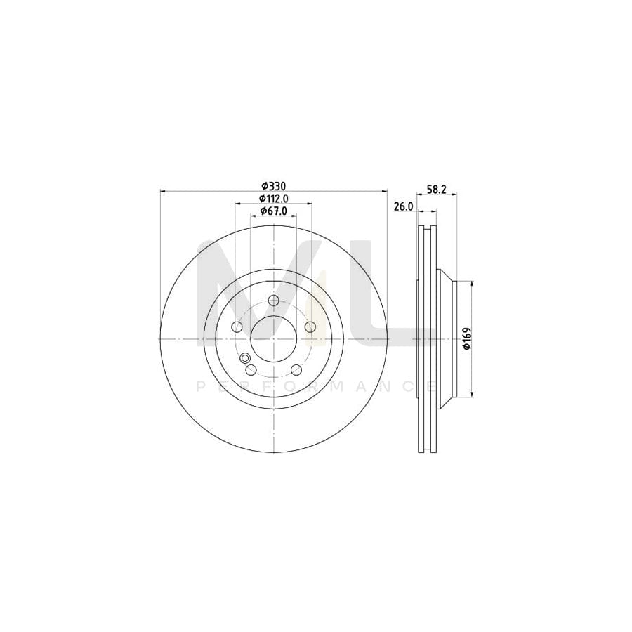 HELLA PRO 8DD 355 116-281 Brake Disc Internally Vented, Coated, without wheel hub, without wheel studs | ML Performance Car Parts