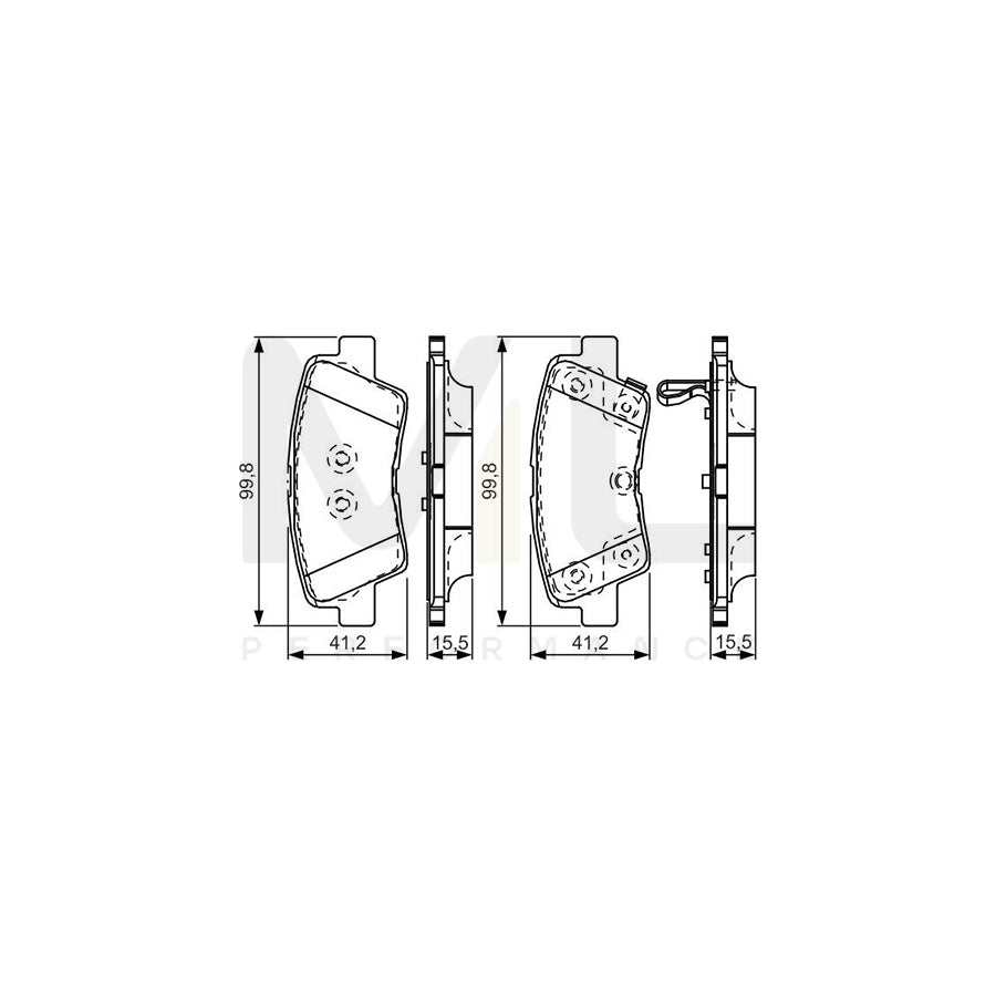 Bosch 0986Tb3204 Brake Pad Set With Acoustic Wear Warning  | ML Performance Car Parts