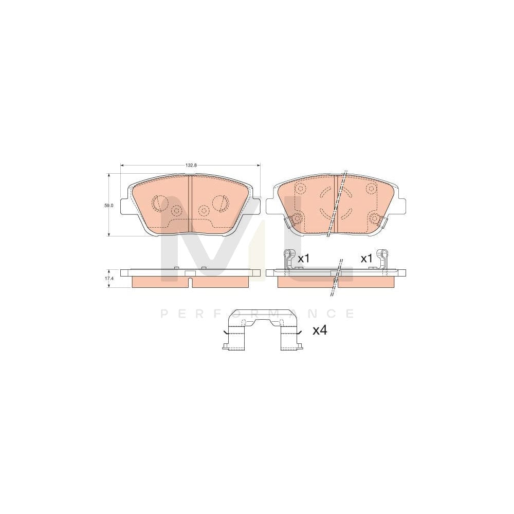 TRW Gdb3540 Brake Pad Set For Kia Optima / K5 (Tf) With Acoustic Wear Warning, With Accessories | ML Performance Car Parts