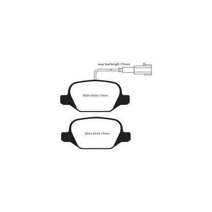 EBC PD06KR019 Alfa Romeo MiTo Greenstuff Rear Brake Pad & USR Disc Kit - TRW Caliper 2 | ML Performance UK Car Parts