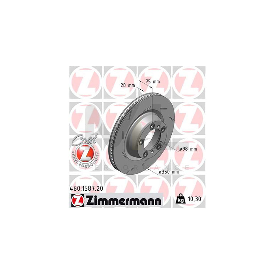 ZIMMERMANN COAT Z 460.1587.20 Brake Disc for PORSCHE Panamera (970) Internally Vented, Slotted, Coated | ML Performance Car Parts