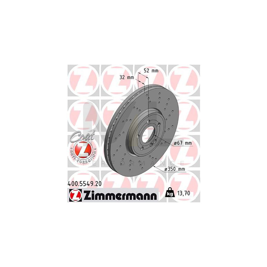 ZIMMERMANN 400.5549.20 Brake Disc Internally Vented, Perforated, Coated | ML Performance Car Parts