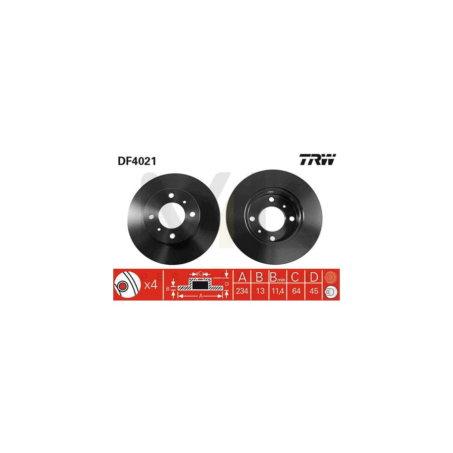 TRW DF4021 Brake Disc Solid, Painted | ML Performance Car Parts