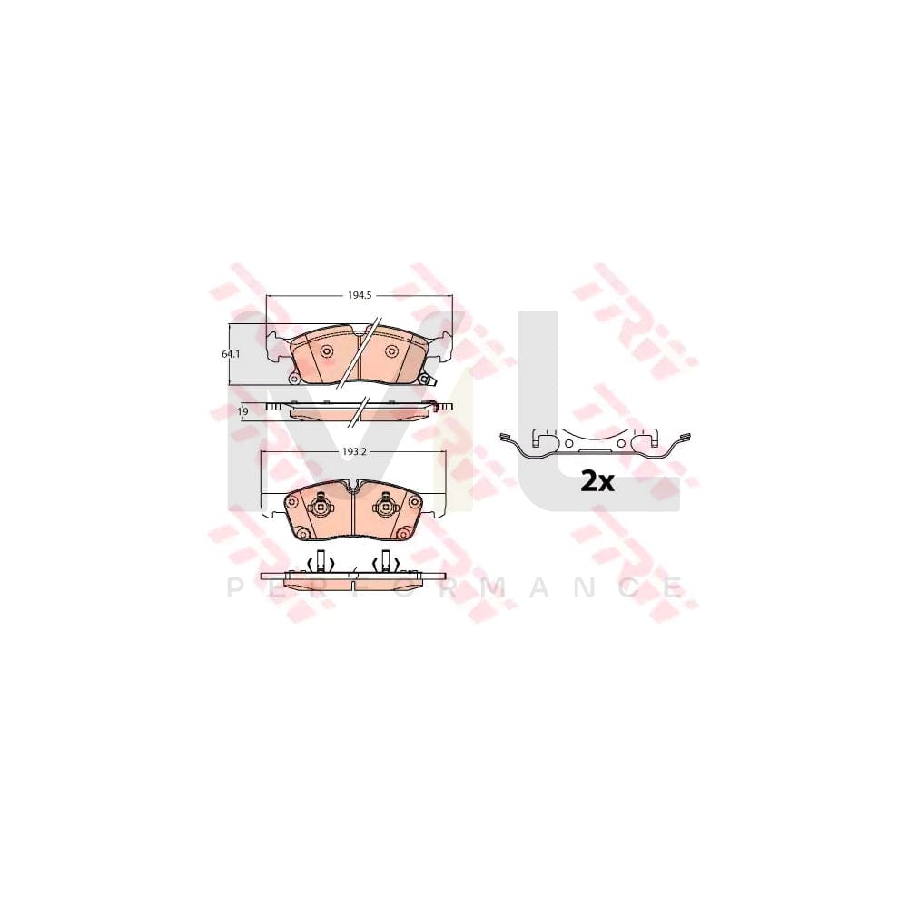 TRW Gdb2130 Brake Pad Set For Jeep Grand Cherokee Iv (Wk, Wk2) With Acoustic Wear Warning, With Accessories | ML Performance Car Parts