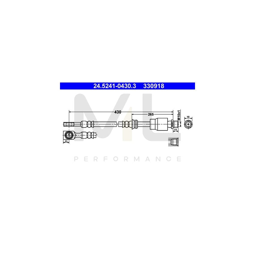 ATE 24.5241-0430.3 Brake Hose 430mm, M10x1 | ML Performance Car Parts