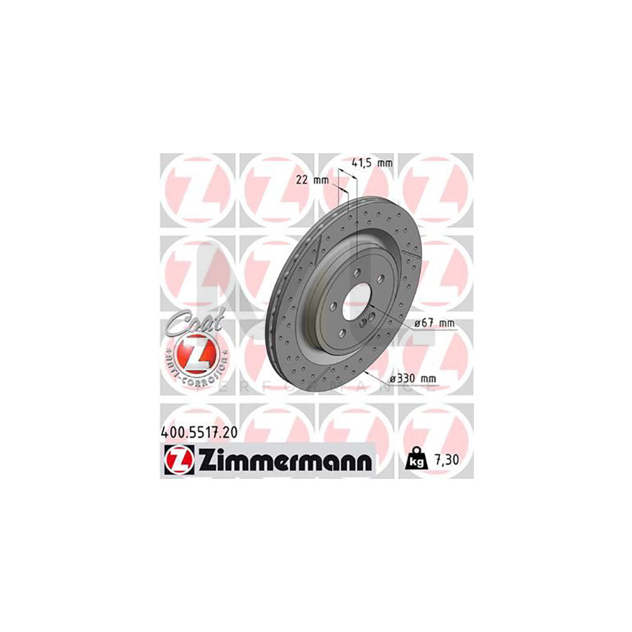 ZIMMERMANN 400.5517.20 Brake Disc Internally Vented, Slotted / Perforated, Coated, High-carbon | ML Performance Car Parts