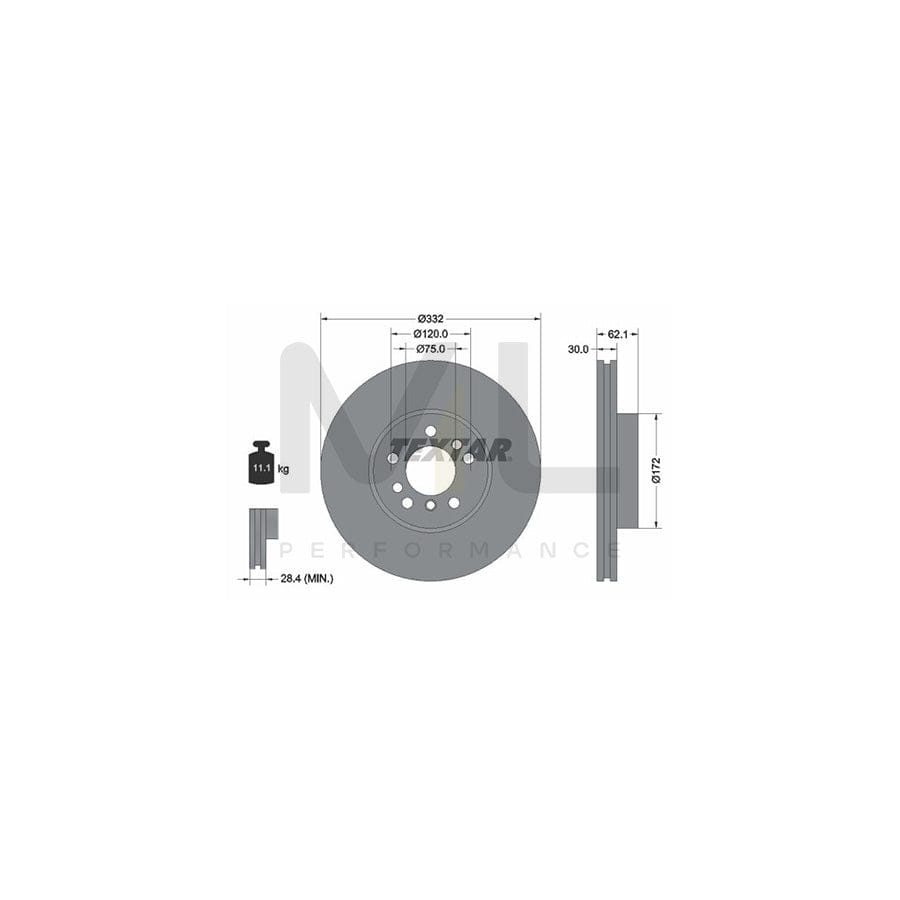 TEXTAR 92107200 Brake Disc Internally Vented, without wheel hub, without wheel studs | ML Performance Car Parts