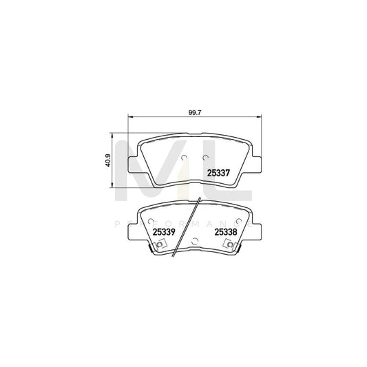 Brembo P 30 106 Brake Pad Set With Acoustic Wear Warning, With Anti-Squeak Plate | ML Performance Car Parts