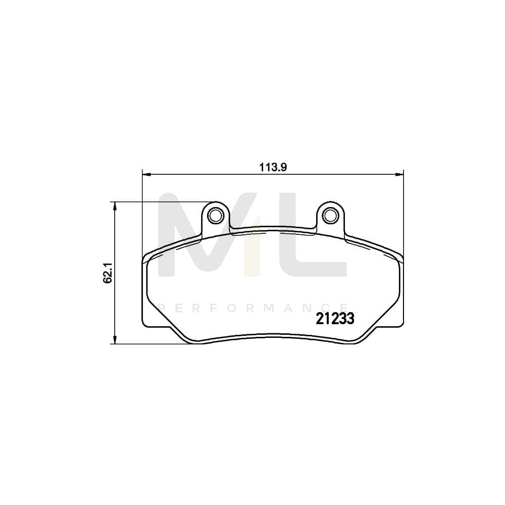 Hella 8DB 355 019-031 Brake Pad Set Not Prepared For Wear Indicator, With Accessories | ML Performance Car Parts