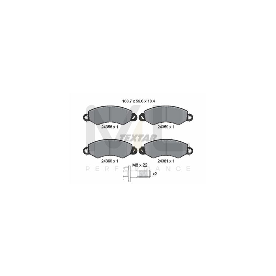 TEXTAR 2435801 Brake pad set with acoustic wear warning | ML Performance Car Parts