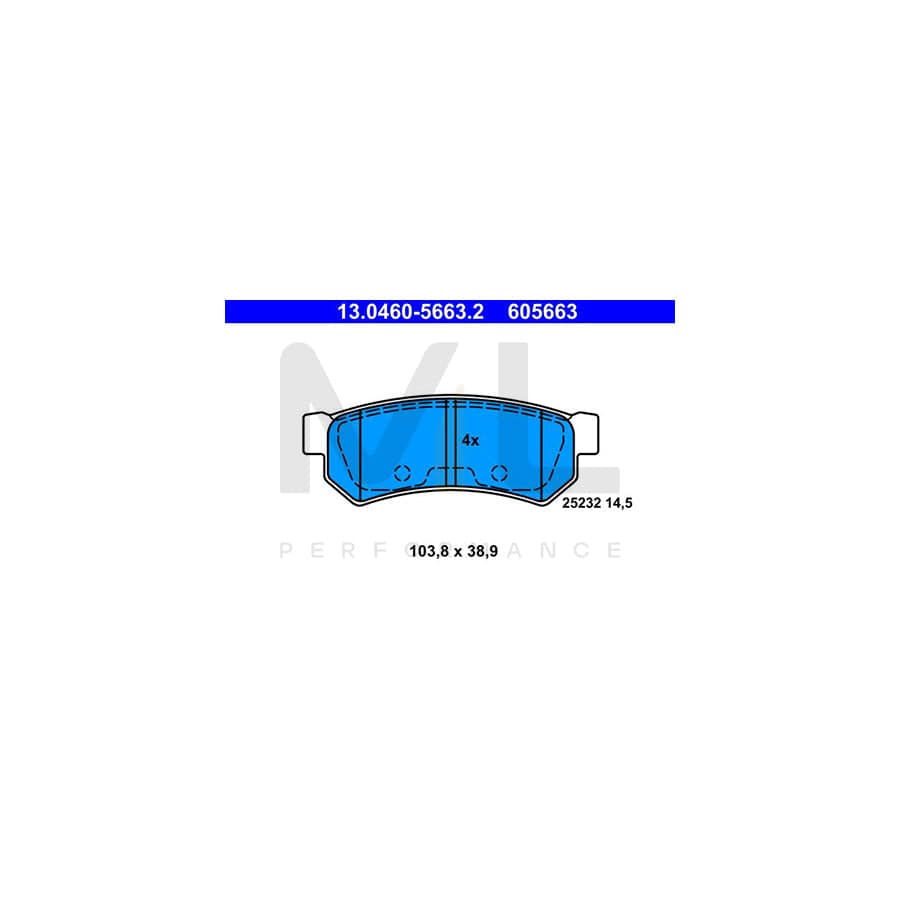 ATE 13.0460-5663.2 Brake pad set excl. wear warning contact, not prepared for wear indicator, with anti-squeak plate | ML Performance Car Parts