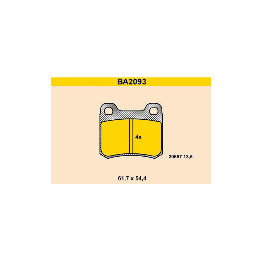 Barum BA2093 Brake Pad Set Suitable For Mercedes-Benz 190 (W201)