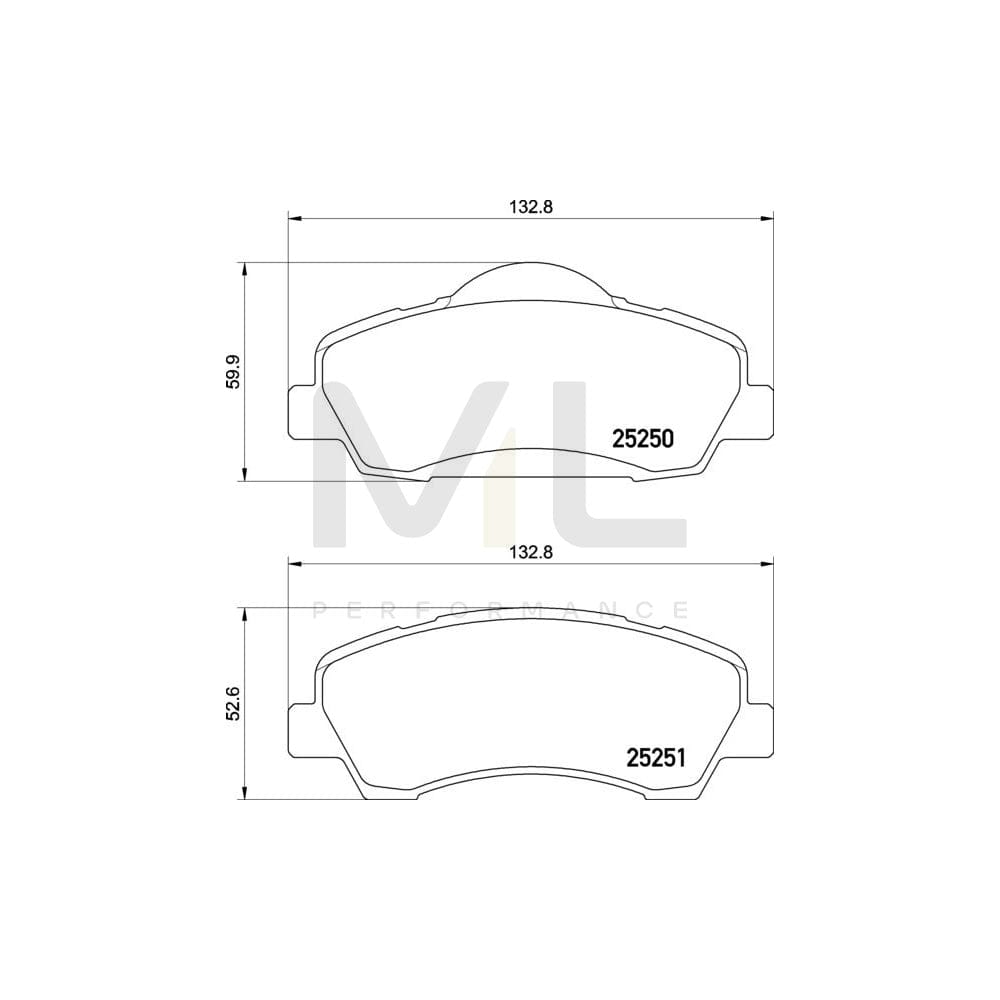 Brembo P 61 138 Brake Pad Set For Peugeot 308 Excl. Wear Warning Contact, With Anti-Squeak Plate, With Brake Caliper Screws | ML Performance Car Parts