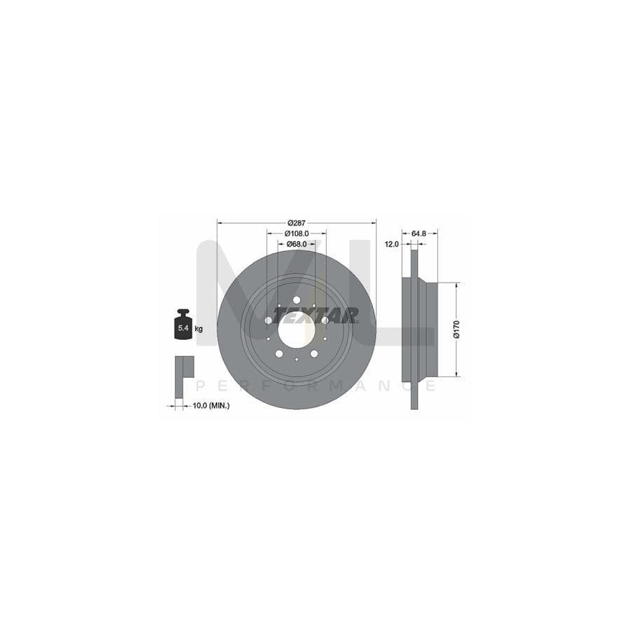 TEXTAR PRO 92100703 Brake Disc Solid, Coated, without wheel hub, without wheel studs | ML Performance Car Parts