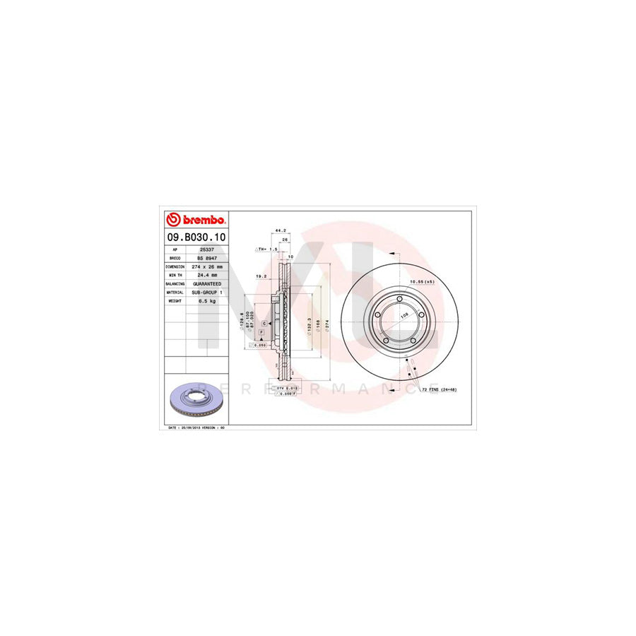 BREMBO 09.B030.10 Brake Disc Internally Vented | ML Performance Car Parts