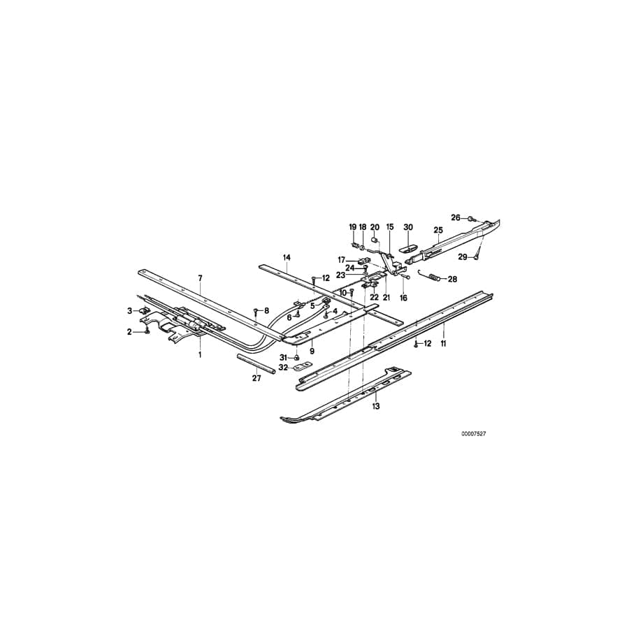 Genuine BMW 54121907251 E28 E23 Slide Rail Left (Inc. 533i, 730 & 733i) | ML Performance UK Car Parts