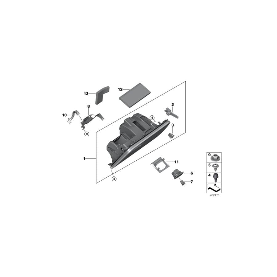 Genuine BMW 51169363456 G02 Opener, Glove Compartment, Locking (Inc. X4 25dX & X3) | ML Performance UK Car Parts