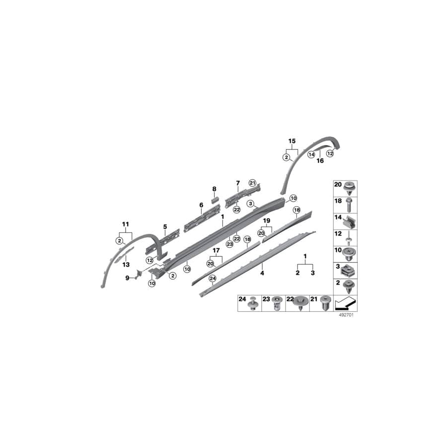 Genuine BMW 51777403398 F48 Side Skirt Trim Right LINES (Inc. X1 28iX, X1 20i & X1 18i) | ML Performance UK Car Parts