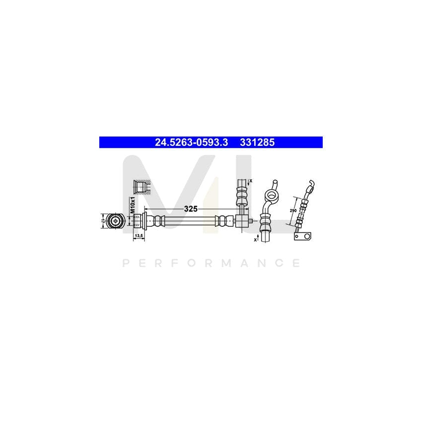 ATE 24.5263-0593.3 Brake Hose for TOYOTA Yaris I Hatchback (P1) 325mm, M10x1 | ML Performance Car Parts