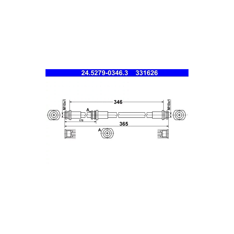 ATE 24.5279-0346.3 Brake Hose For Suzuki Swift