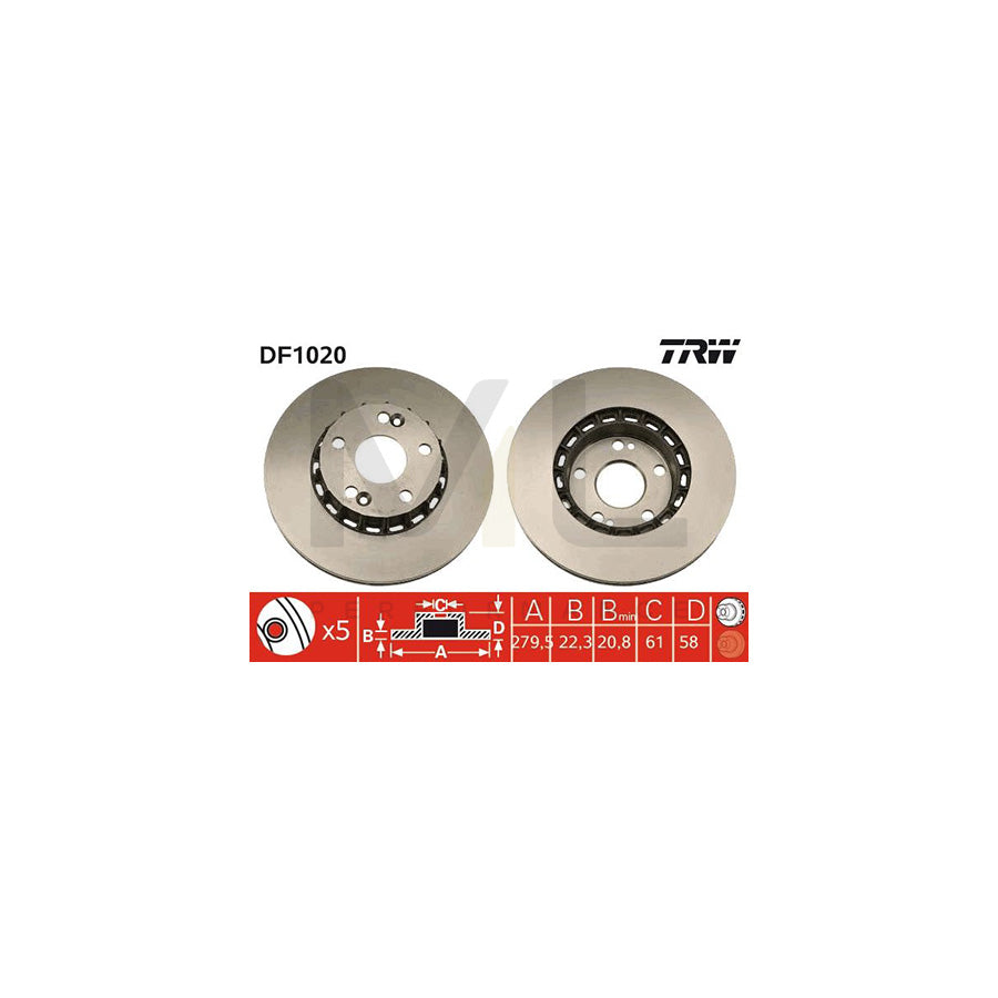 TRW DF1020 Brake Disc Vented | ML Performance Car Parts