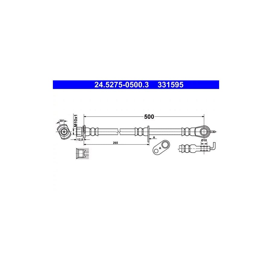 ATE 24.5275-0500.3 Brake Hose For Toyota Aygo (Ab40)