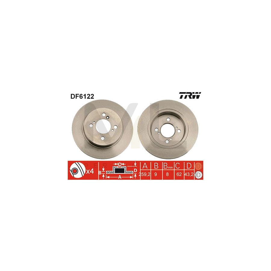 TRW DF6122 Brake Disc for SUZUKI Swift IV Hatchback (FZ, NZ) Solid, Painted | ML Performance Car Parts