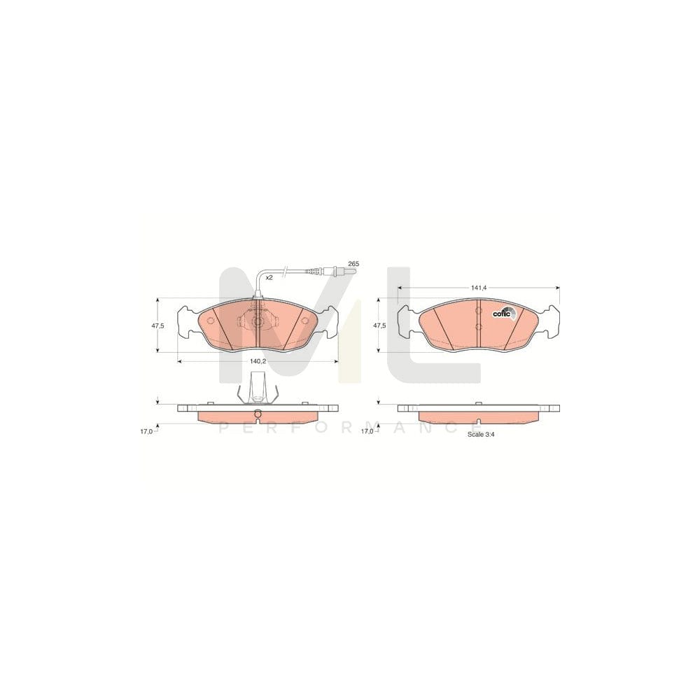 TRW Cotec Gdb1104 Brake Pad Set Incl. Wear Warning Contact | ML Performance Car Parts