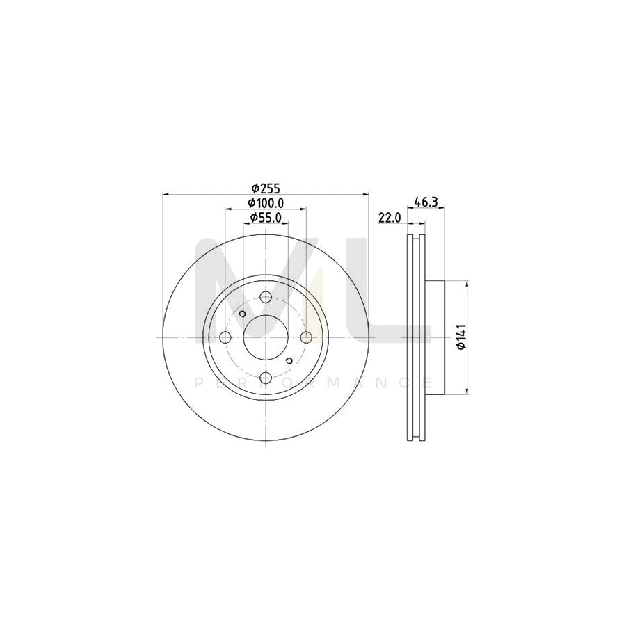 HELLA 8DD 355 113-581 Brake Disc Internally Vented, without wheel hub, without wheel studs | ML Performance Car Parts