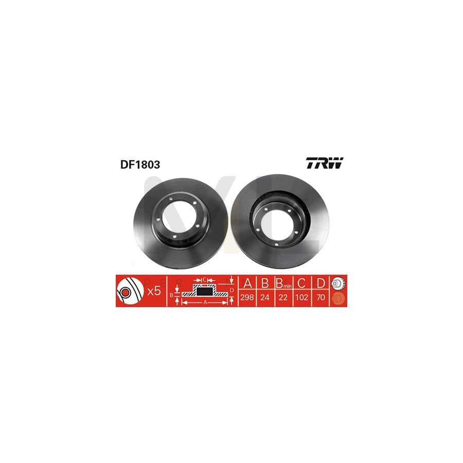 TRW DF1803 Brake Disc Vented, High-carbon | ML Performance Car Parts