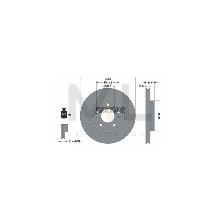 TEXTAR PRO 92243103 Brake Disc Internally Vented, Coated, without wheel hub, without wheel studs | ML Performance Car Parts