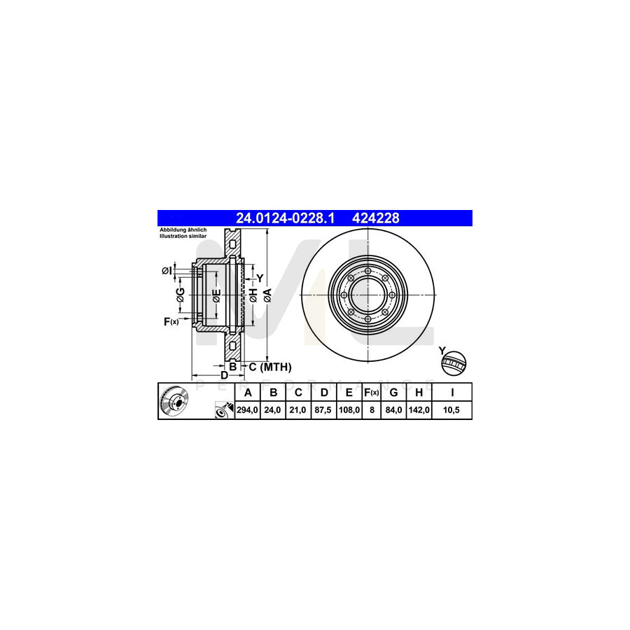 ATE 24.0124-0228.1 Brake Disc for IVECO Daily Vented, Coated | ML Performance Car Parts