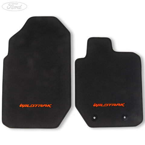 GENUINE FORD 1901692 RANGER VELOUR FLOOR MATS FRONT, BLACK WITH WILDRACK LOGO, 2012 - ONWARDS | ML Performance UK