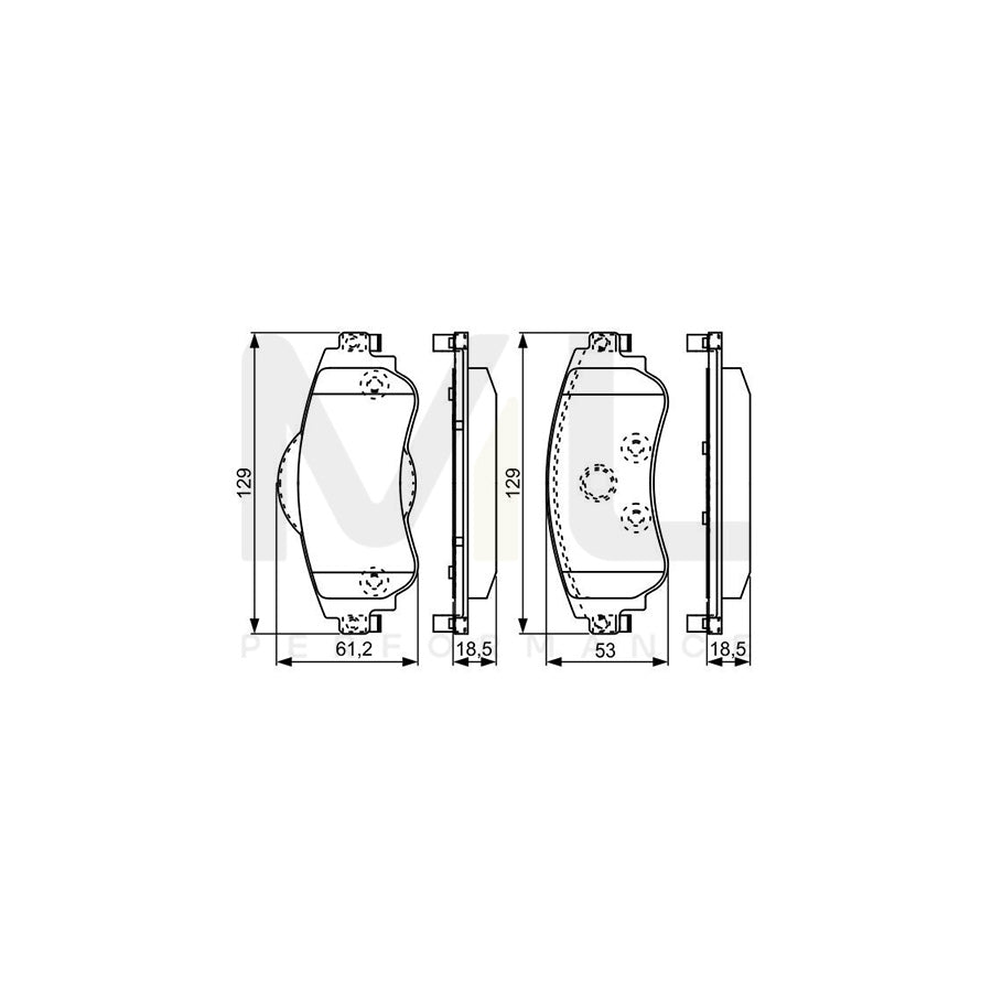 Bosch 0986495304 Brake Pad Set Excl. Wear Warning Contact, With Anti-Squeak Plate, With Mounting Manual BP1593 | ML Performance Car Parts