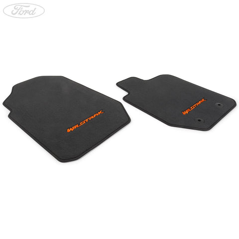 GENUINE FORD 1901692 RANGER VELOUR FLOOR MATS FRONT, BLACK WITH WILDRACK LOGO, 2012 - ONWARDS | ML Performance UK