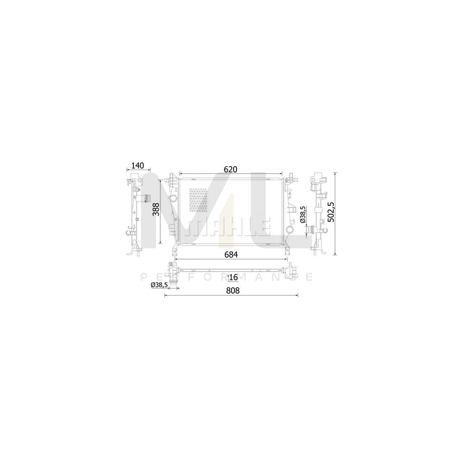 MAHLE ORIGINAL CR 2426 000S Engine radiator for FIAT 500X (334) Brazed cooling fins, Aluminium | ML Performance Car Parts