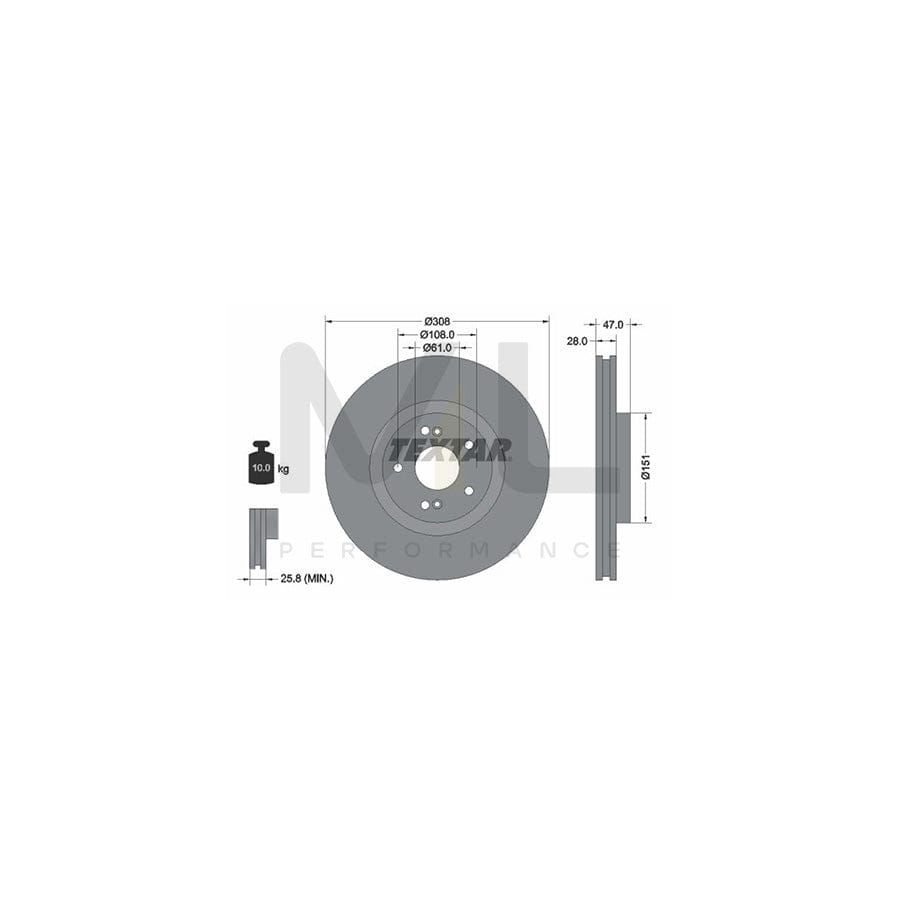 TEXTAR PRO 92174003 Brake Disc Externally Vented, Coated, without wheel hub, without wheel studs | ML Performance Car Parts