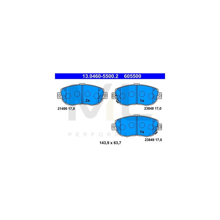 ATE 13.0460-5500.2 Brake pad set with acoustic wear warning | ML Performance Car Parts