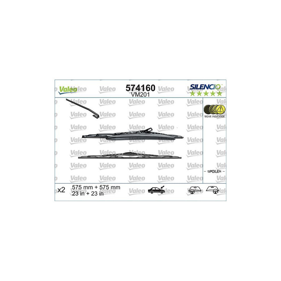 Valeo Silencio Conventional Set, Silencio Performance 574160 Wiper Blade For Saab 9-5 | ML Performance UK Car Parts