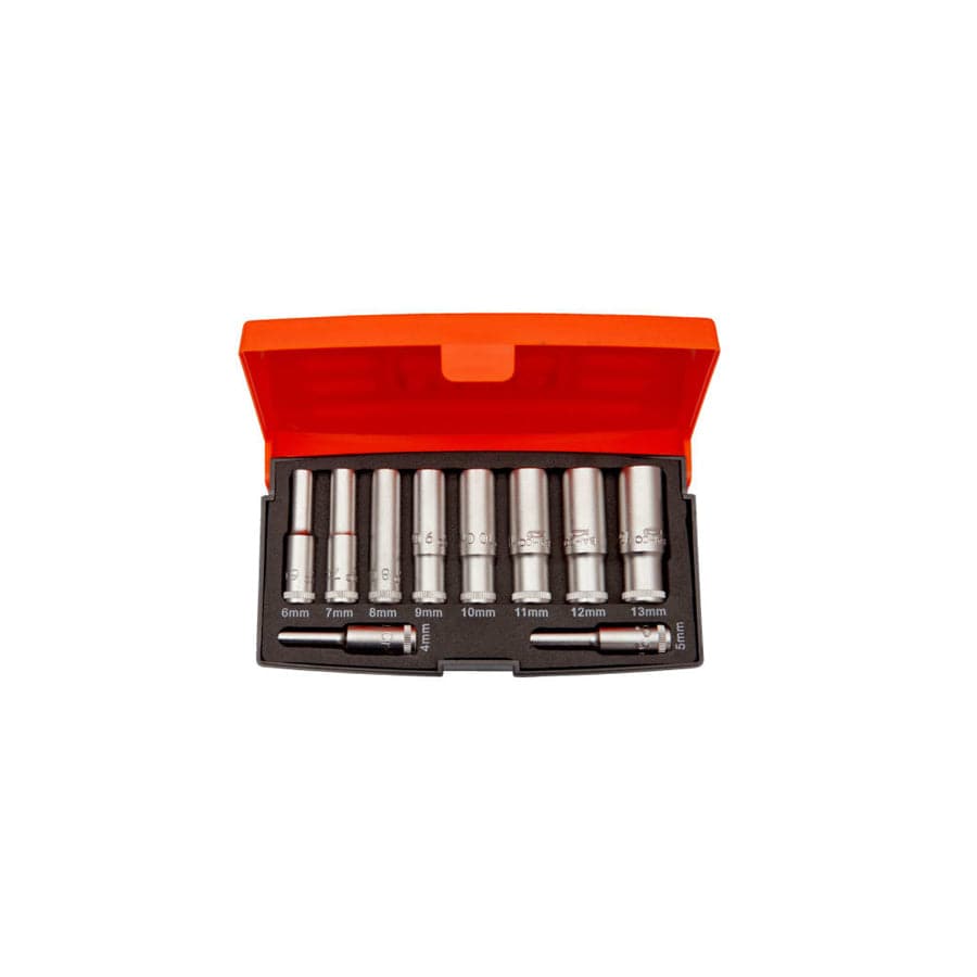 Bahco BAHS0810L S0810L 1/4in Drive Deep Socket Set, 10 Piece | ML Performance UK