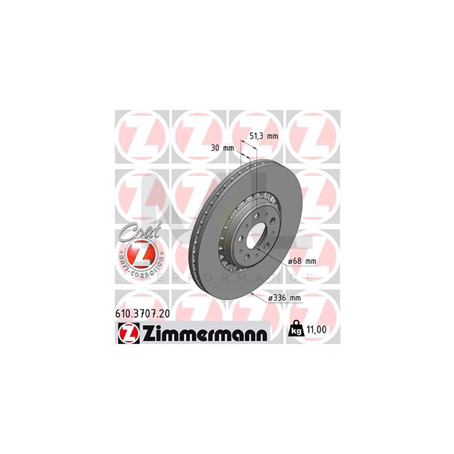 ZIMMERMANN COAT Z 610.3707.20 Brake Disc for VOLVO XC90 I (C, 275) Externally Vented, Coated | ML Performance Car Parts