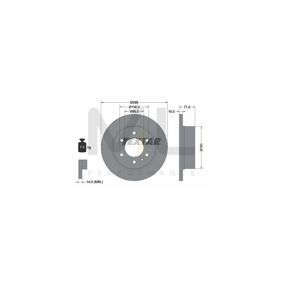 TEXTAR PRO 93143303 Brake Disc Solid, Coated, without wheel hub, without wheel studs | ML Performance Car Parts