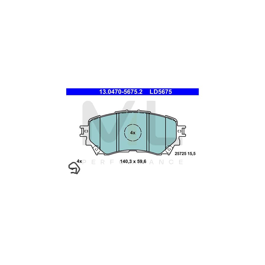 ATE 13.0470-5675.2 Brake pad set for MAZDA 6 with acoustic wear warning | ML Performance Car Parts