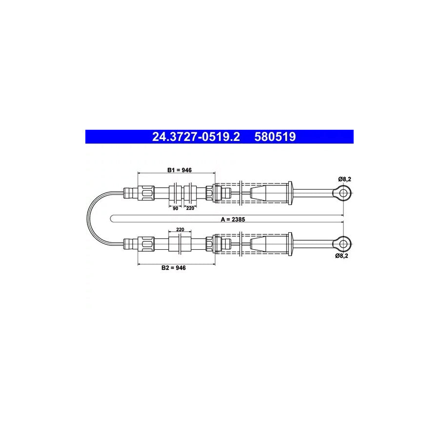 ATE 24.3727-0519.2 Hand Brake Cable