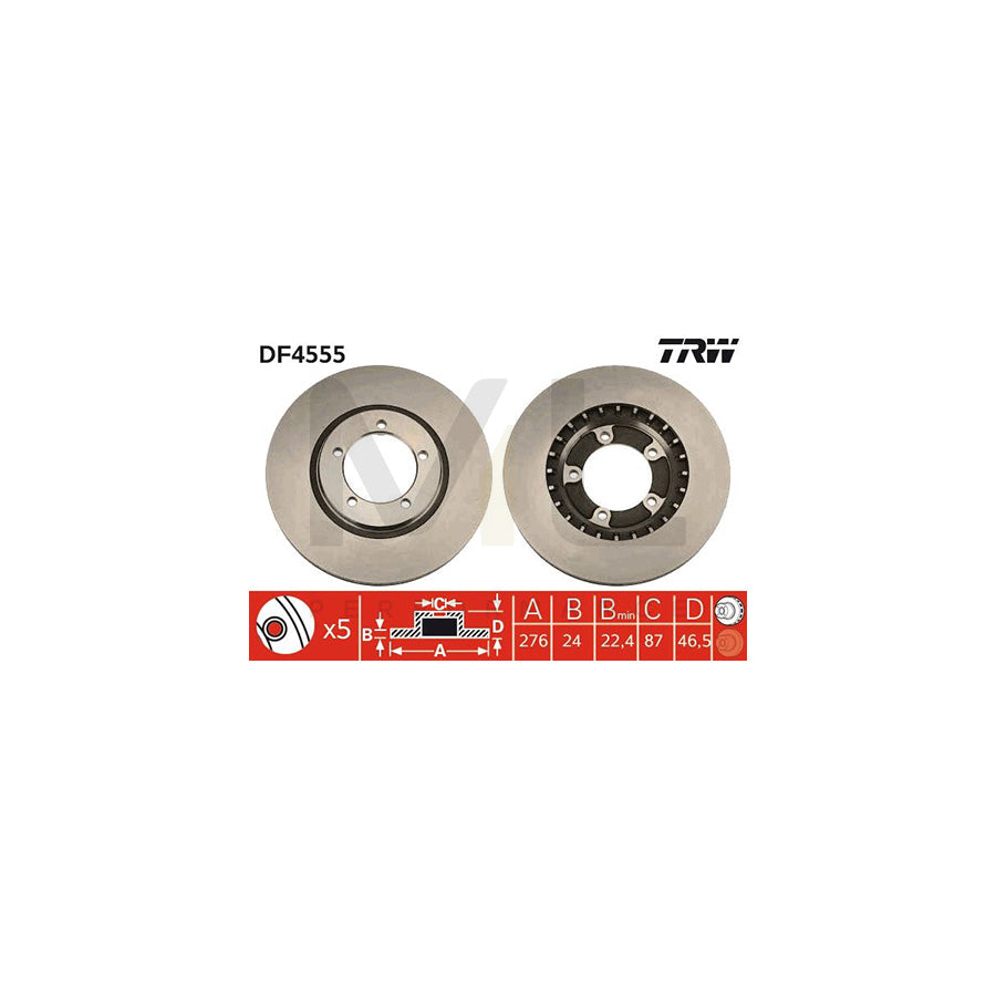 TRW DF4555 Brake Disc for MITSUBISHI L 400 Vented, Painted | ML Performance Car Parts