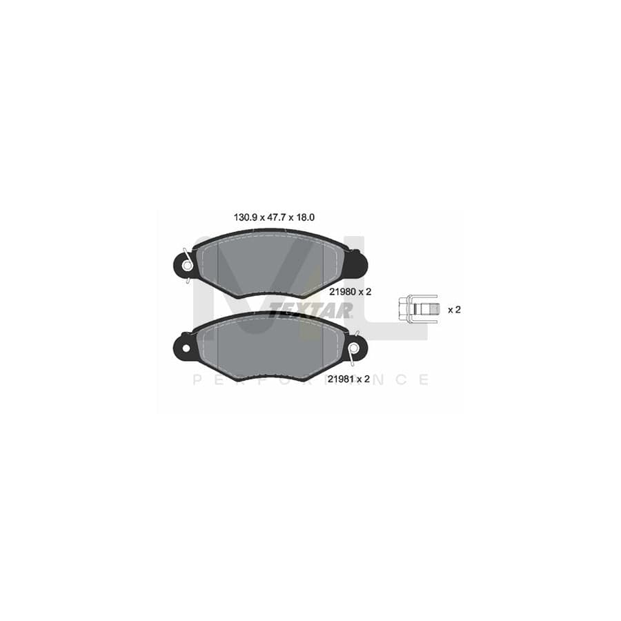 TEXTAR 2198004 Brake pad set not prepared for wear indicator, with brake caliper screws | ML Performance Car Parts