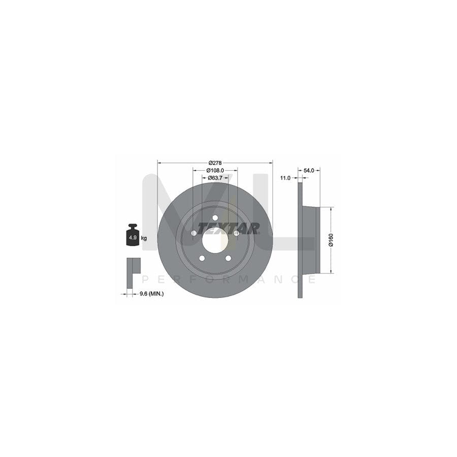 TEXTAR PRO 92124903 Brake Disc Solid, Coated, without wheel hub, without wheel studs | ML Performance Car Parts