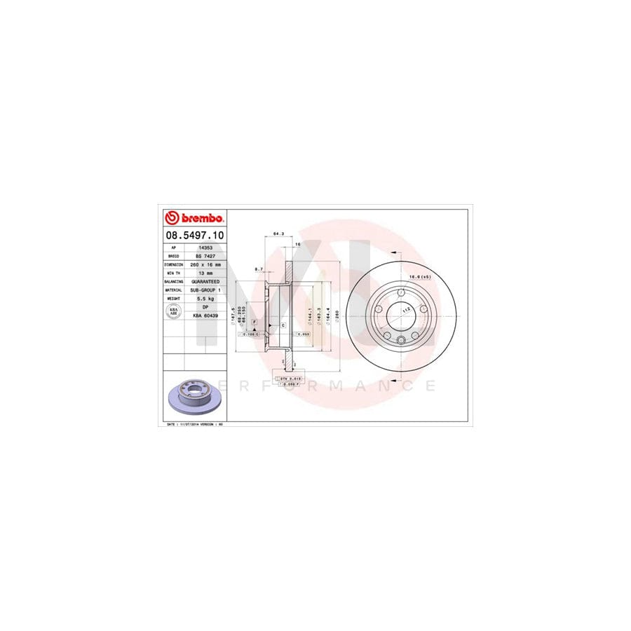 BREMBO 08.5497.10 Brake Disc for VW TRANSPORTER Solid | ML Performance Car Parts