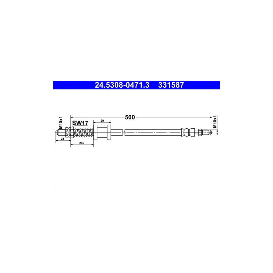 ATE 24.5308-0471.3 Brake Hose For Ford Ka Hatchback (Rb)